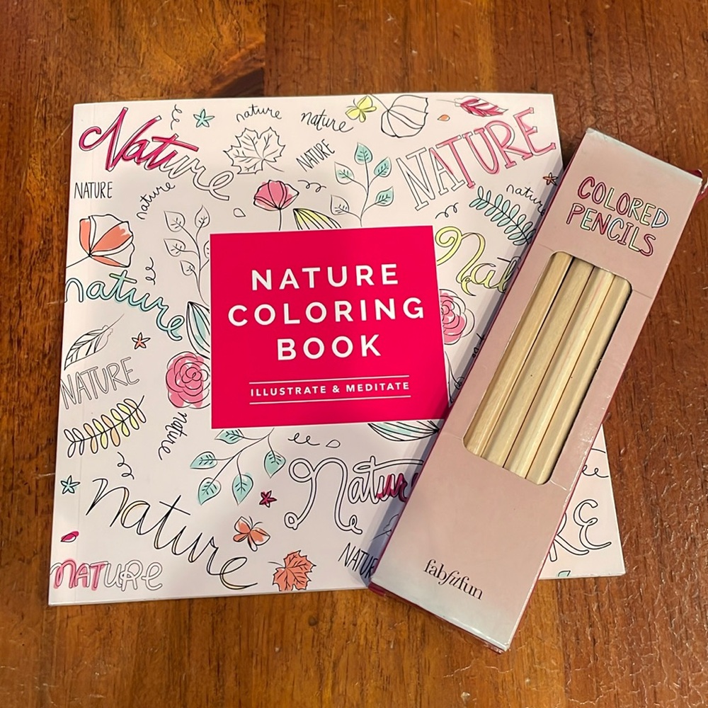 Adult  Nature Coloring Book  w/ Color Pencils